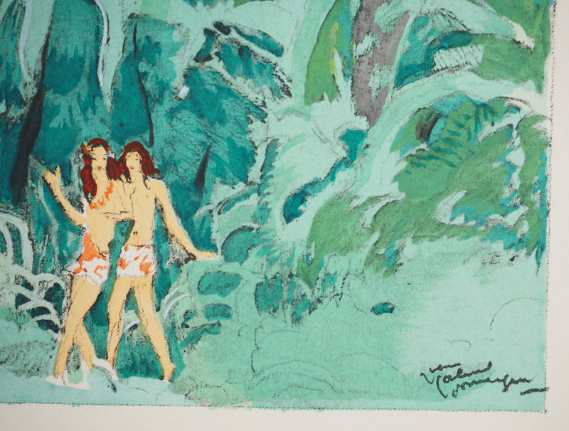 Jean-Gabriel DOMERGUE : Tahitiennes surprises, Lithographie originale signée
