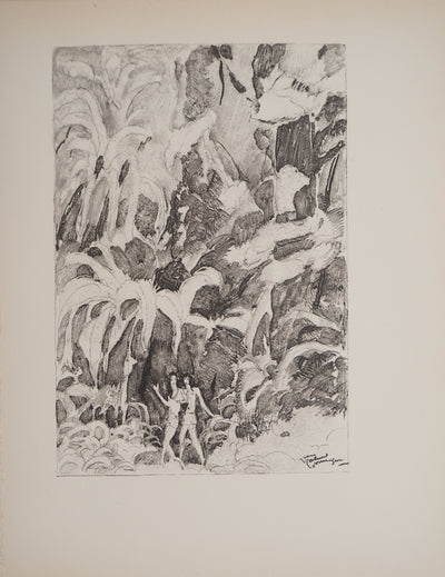 Jean-Gabriel DOMERGUE : Tahitiennes surprises, Lithographie originale signée