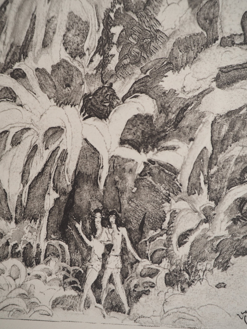 Jean-Gabriel DOMERGUE : Tahitiennes surprises, Lithographie originale signée