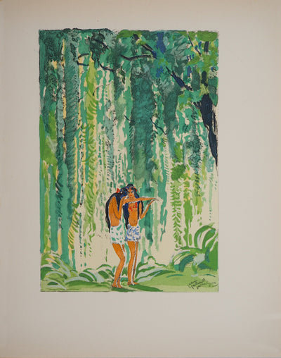 Jean-Gabriel DOMERGUE : Tahiti, les deux amies, Lithographie originale signée