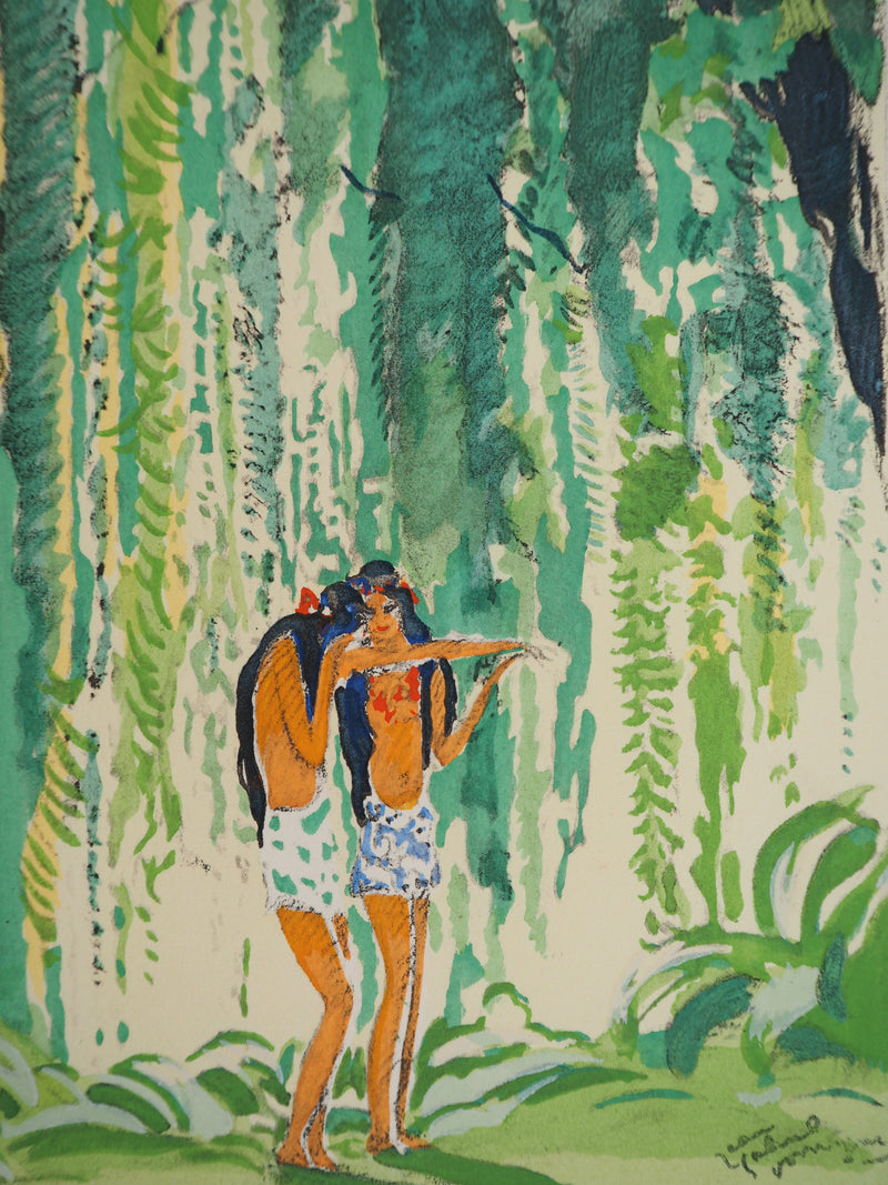 Jean-Gabriel DOMERGUE : Tahiti, les deux amies, Lithographie originale signée