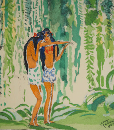 Jean-Gabriel DOMERGUE : Tahiti, les deux amies, Lithographie originale signée