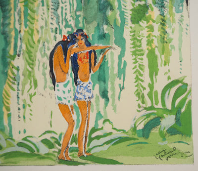 Jean-Gabriel DOMERGUE : Tahiti, les deux amies, Lithographie originale signée