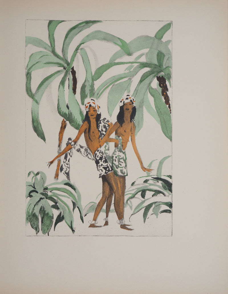 Jean-Gabriel DOMERGUE : Tahiti, les jumelles, Lithographie originale