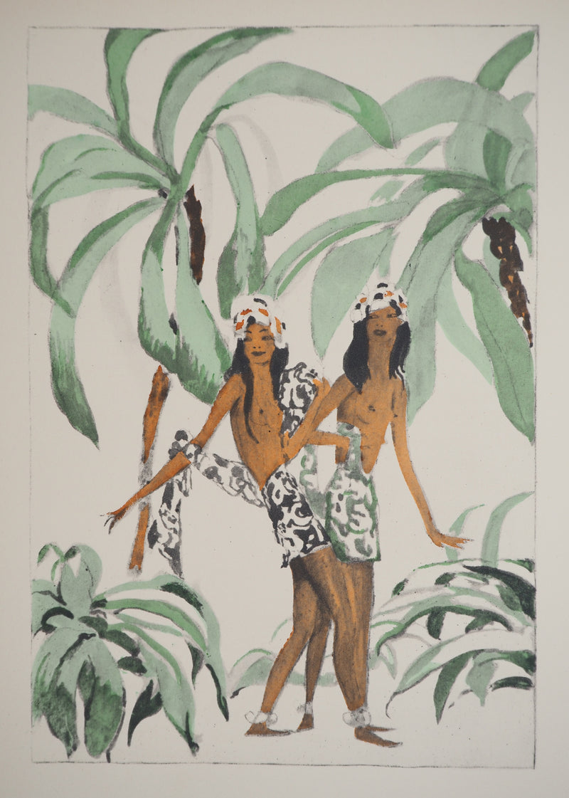 Jean-Gabriel DOMERGUE : Tahiti, les jumelles, Lithographie originale