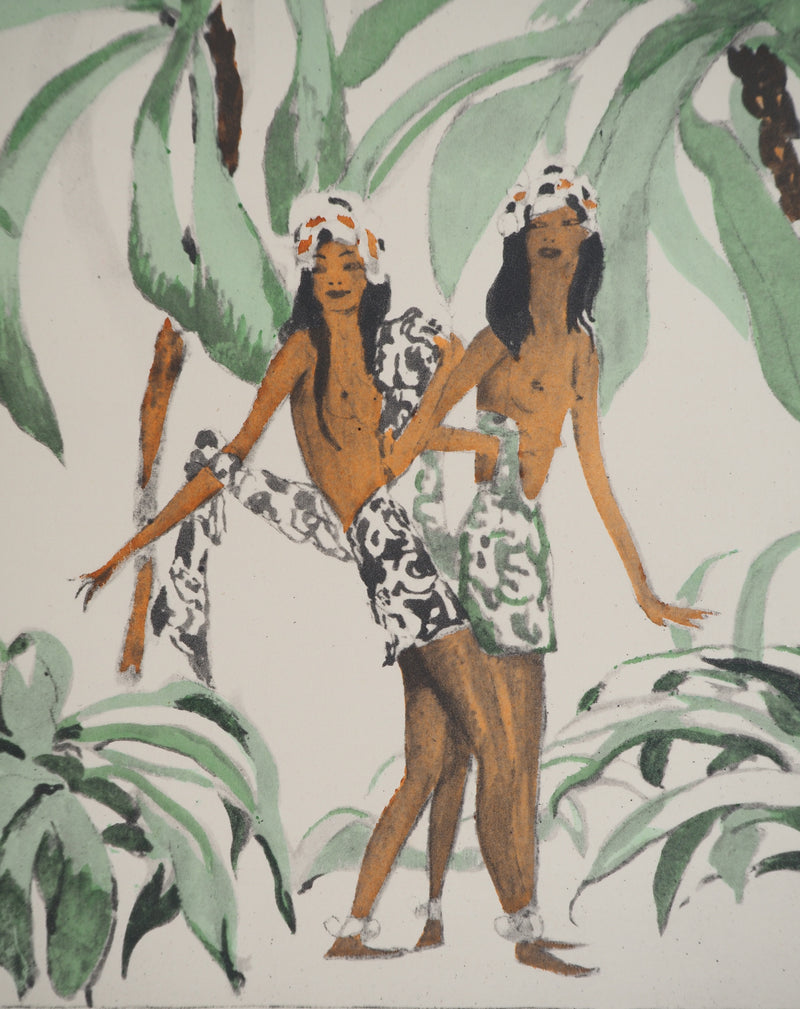 Jean-Gabriel DOMERGUE : Tahiti, les jumelles, Lithographie originale