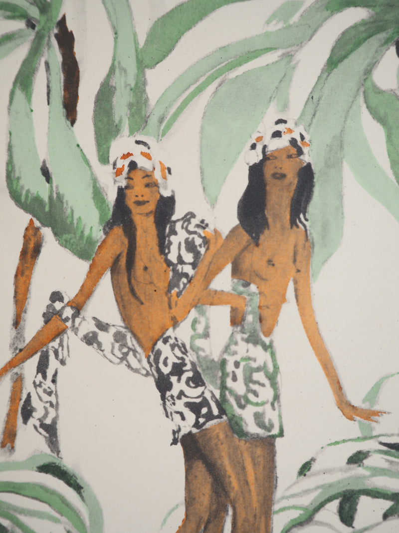 Jean-Gabriel DOMERGUE : Tahiti, les jumelles, Lithographie originale