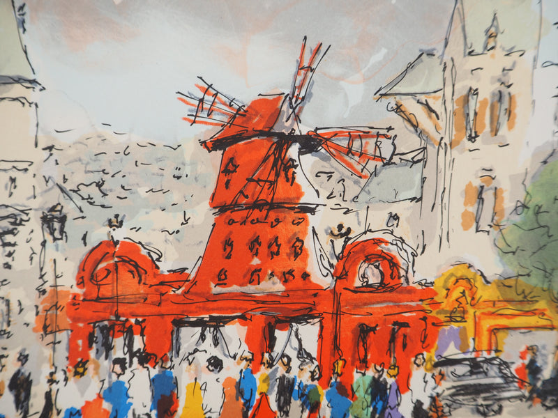 Urbain HUCHET : Paris, le Moulin Rouge, Lithographie originale (photo de détail 4) - Crédit photo : Galerie Art.Paris