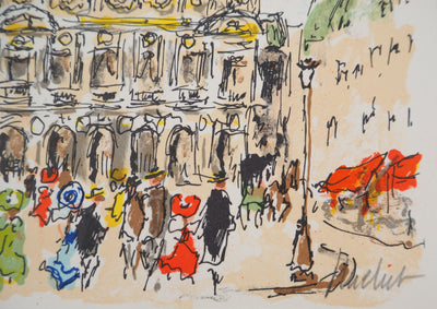 Urbain HUCHET : L'arrivée à l'Opéra Garnier, Lithographie originale (photo de détail 2) - Crédit photo : Galerie Art.Paris