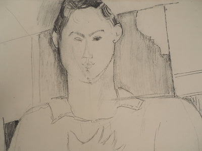 Amedeo MODIGLIANI : Jeune homme assis, Lithographie signée