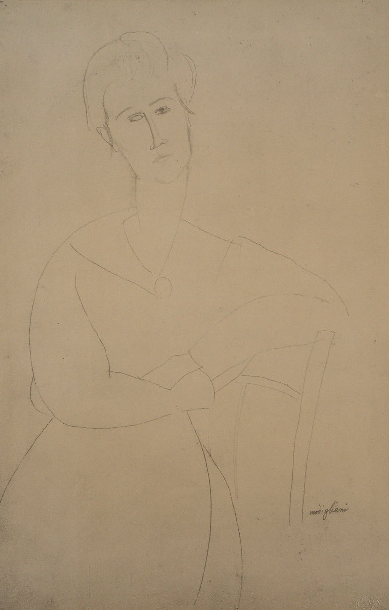 Amedeo MODIGLIANI : Femme à la chaise, Lithographie signée