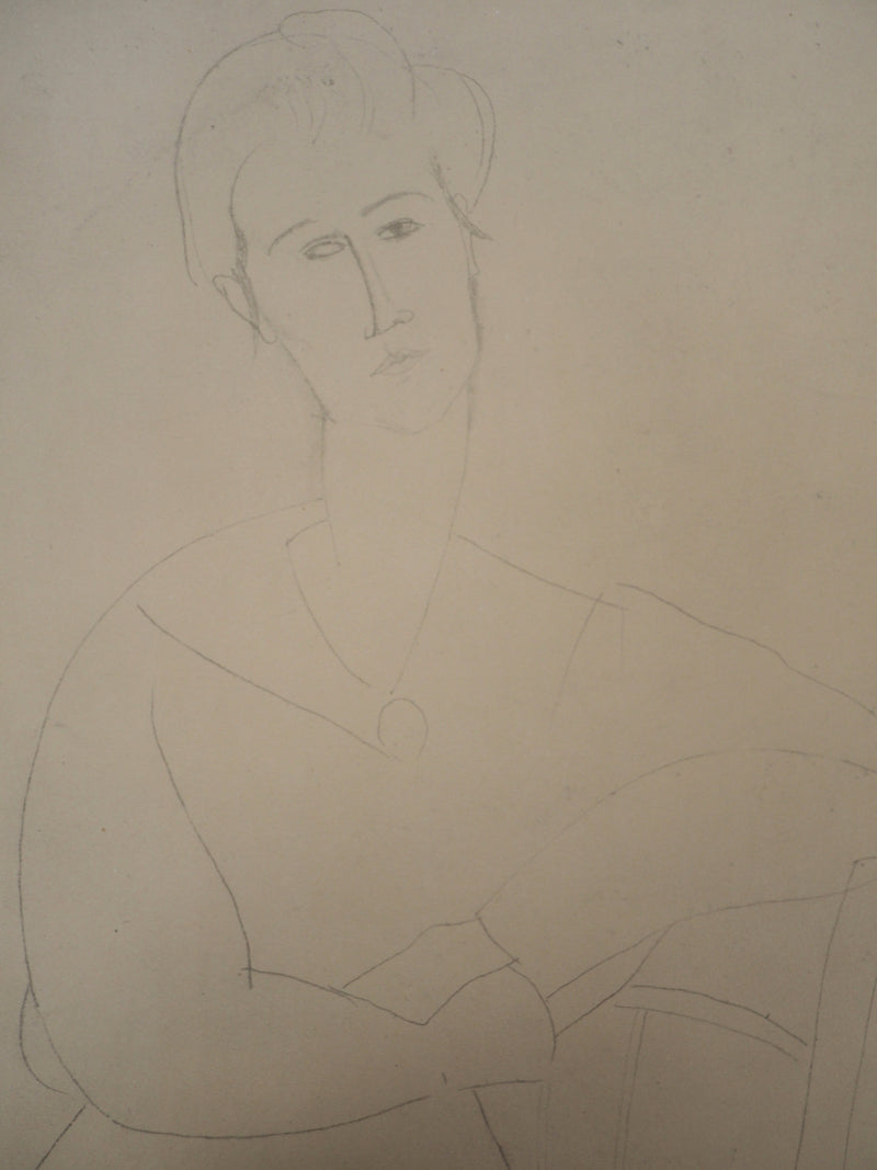 Amedeo MODIGLIANI : Femme à la chaise, Lithographie signée