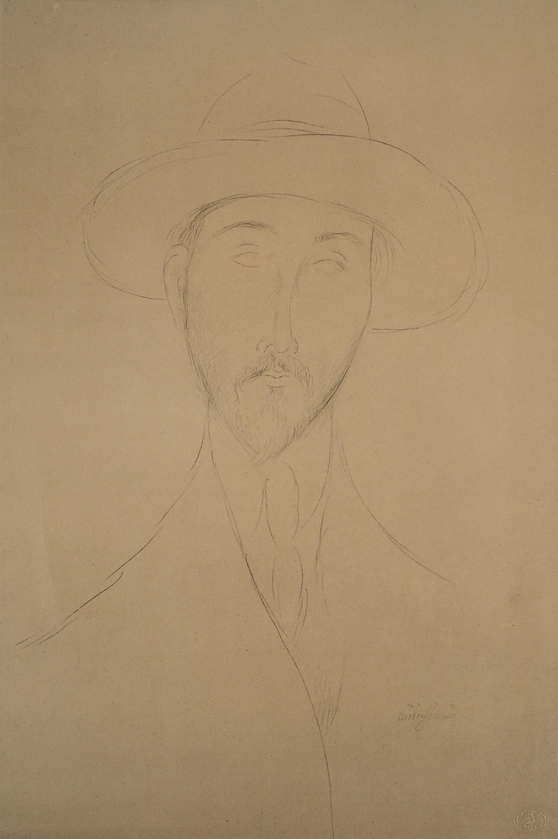 Afbr Amedeo MODIGLIANI: Portrait of Paul Guillaume, Lithograph, 1959