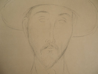 Afbr Amedeo MODIGLIANI: Portrait of Paul Guillaume, Lithograph, 1959