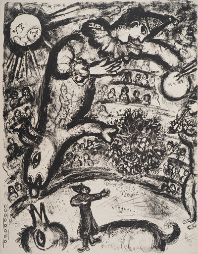 Marc CHAGALL : Cirque, Tour de piste surréaliste, Lithographie originale (vue générale) - Crédit photo : Galerie Art.Paris