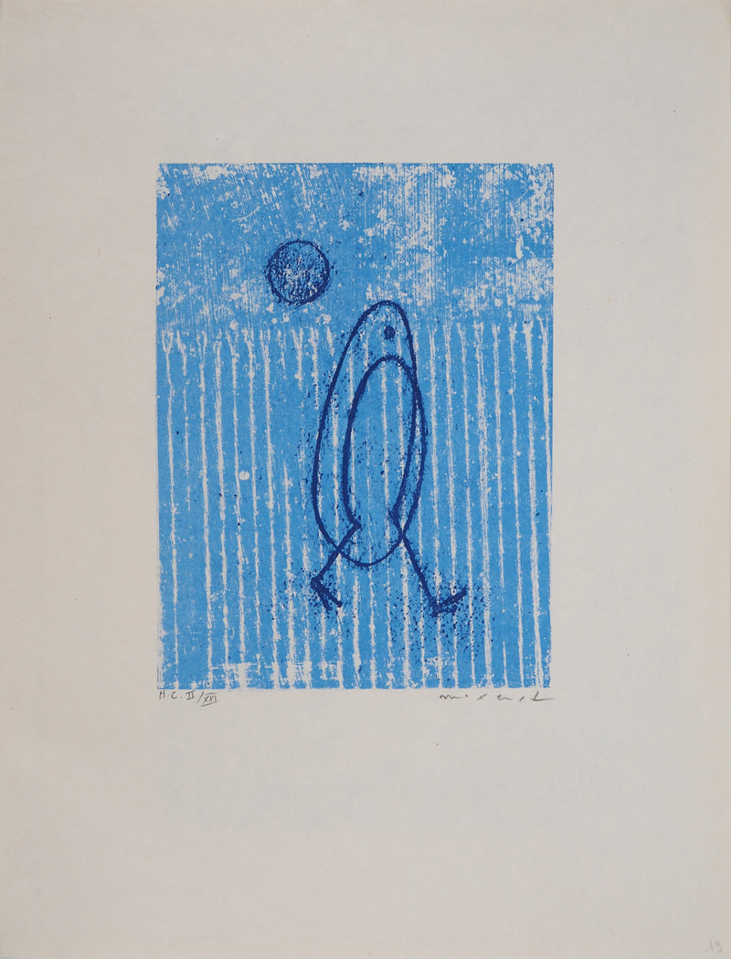 Max ERNST : Promeneur au soleil bleu, Lithographie originale (vue générale) - Crédit photo : Galerie Art.Paris