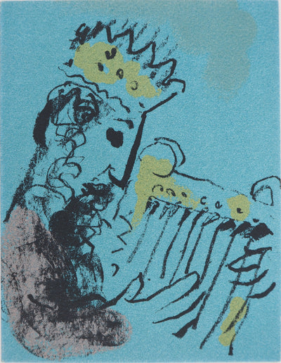 Marc CHAGALL : Le Roi David à la harpe, Lithographie originale (vue générale) - Crédit photo : Galerie Art.Paris