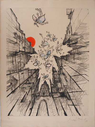 Ronald SEARLE : Bad News, Gravure originale (vue générale) - Crédit photo : Galerie Art.Paris