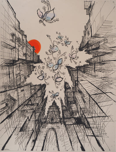 Ronald SEARLE : Bad News, Gravure originale (photo de détail 3) - Crédit photo : Galerie Art.Paris