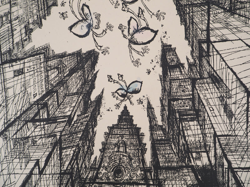 Ronald SEARLE : Bad News, Gravure originale (photo de détail 7) - Crédit photo : Galerie Art.Paris