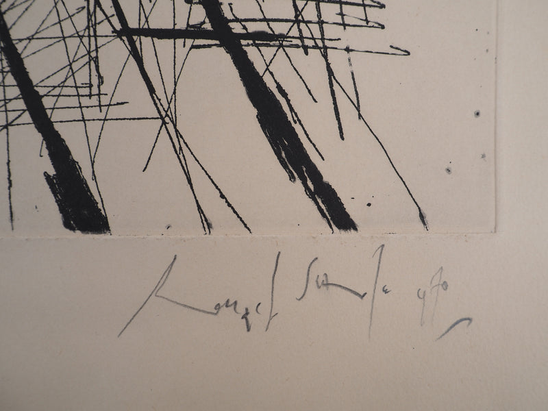 Ronald SEARLE : Bad News, Gravure originale (photo de détail 2) - Crédit photo : Galerie Art.Paris