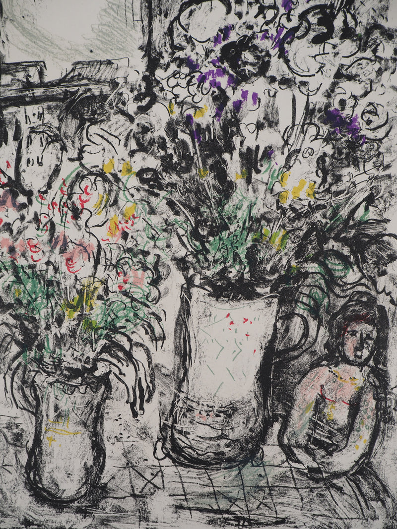 Marc CHAGALL : Fleurs devant la fenêtre, Lithographie originale (photo de détail 3) - Crédit photo : Galerie Art.Paris