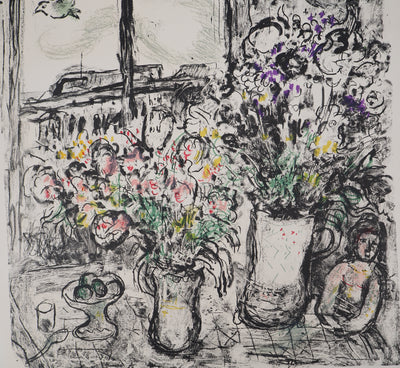 Marc CHAGALL : Fleurs devant la fenêtre, Lithographie originale (photo de détail 5) - Crédit photo : Galerie Art.Paris