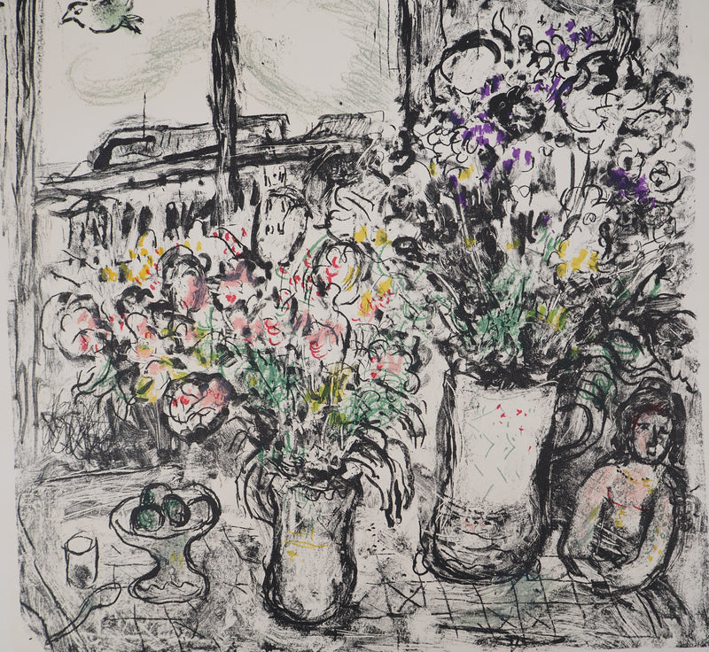Marc CHAGALL : Fleurs devant la fenêtre, Lithographie originale (photo de détail 5) - Crédit photo : Galerie Art.Paris