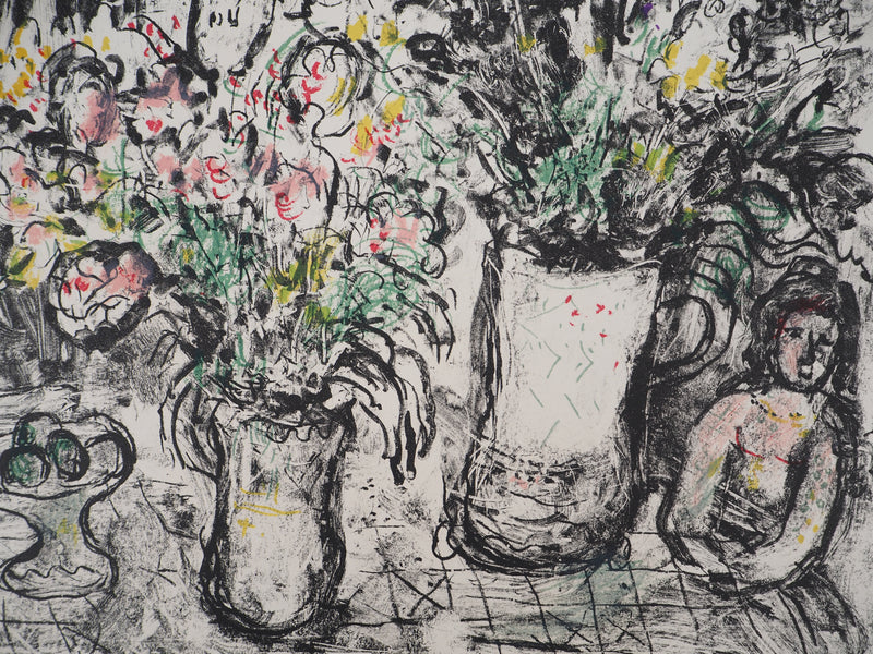Marc CHAGALL : Fleurs devant la fenêtre, Lithographie originale (photo de détail 6) - Crédit photo : Galerie Art.Paris