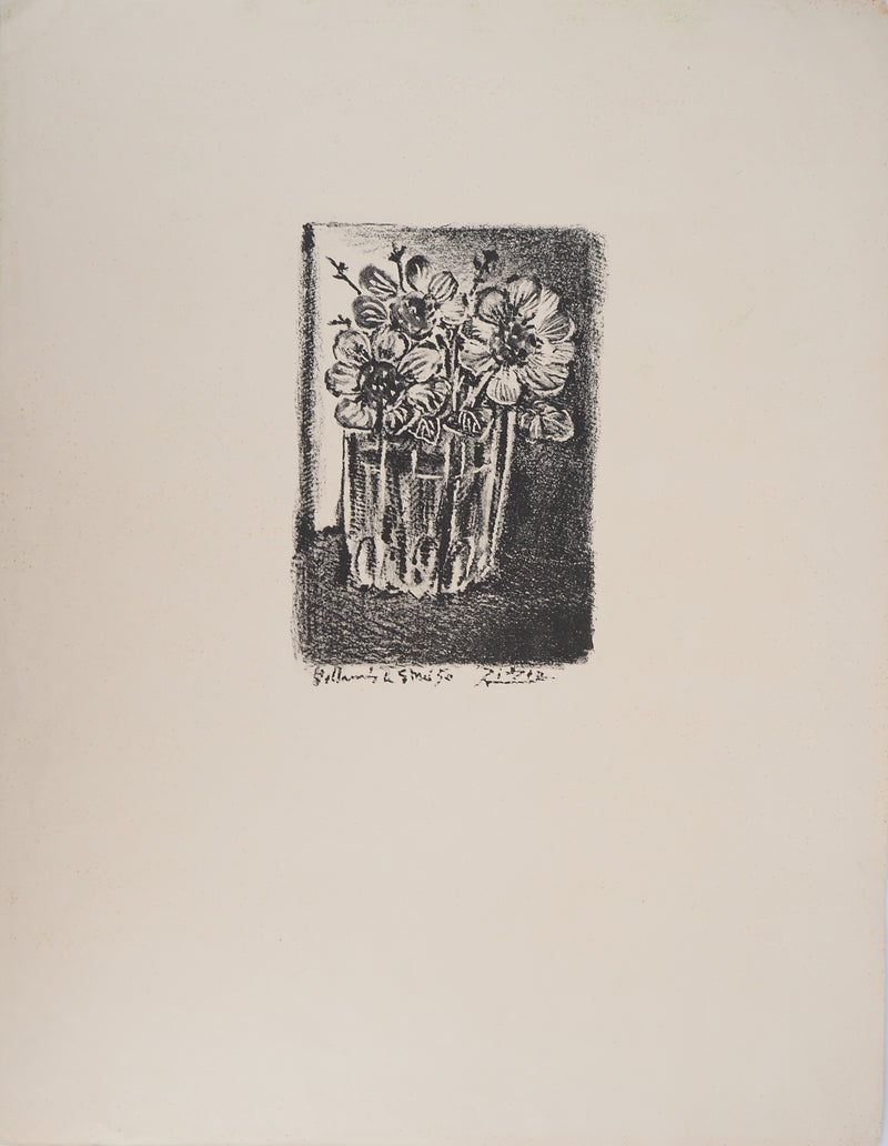 Pablo PICASSO : Hommage à Cézanne : Pomme et verre à pied, Lithographie originale (photo de détail 2) - Crédit photo : Galerie Art.Paris