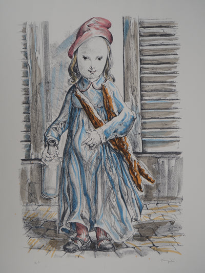 Léonard Tsuguharu FOUJITA : Petite fille aux baguettes, Lithographie originale (photo de détail 3) - Crédit photo : Galerie Art.Paris