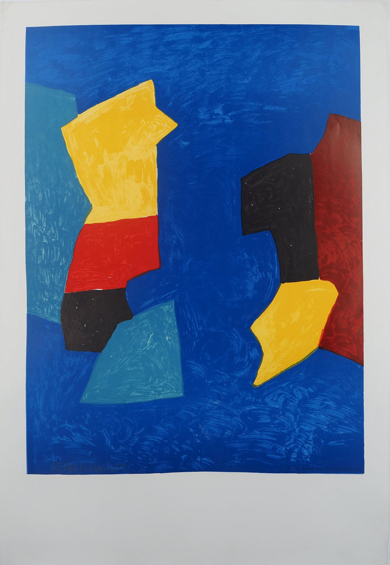 Serge POLIAKOFF : Composition rouge, bleu et jaun, Lithographie originale (vue générale) - Crédit photo : Galerie Art.Paris