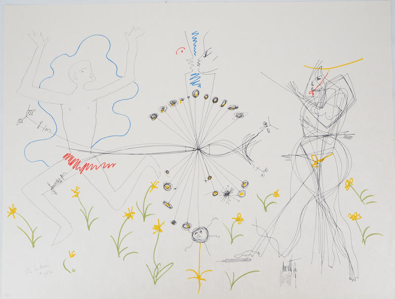 Raymond MORETTI : Rencontre amoureuse, Lithographie originale (vue générale) - Crédit photo : Galerie Art.Paris