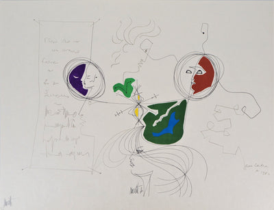 Raymond MORETTI : La rencontre des deux esprits, Lithographie originale (vue générale) - Crédit photo : Galerie Art.Paris