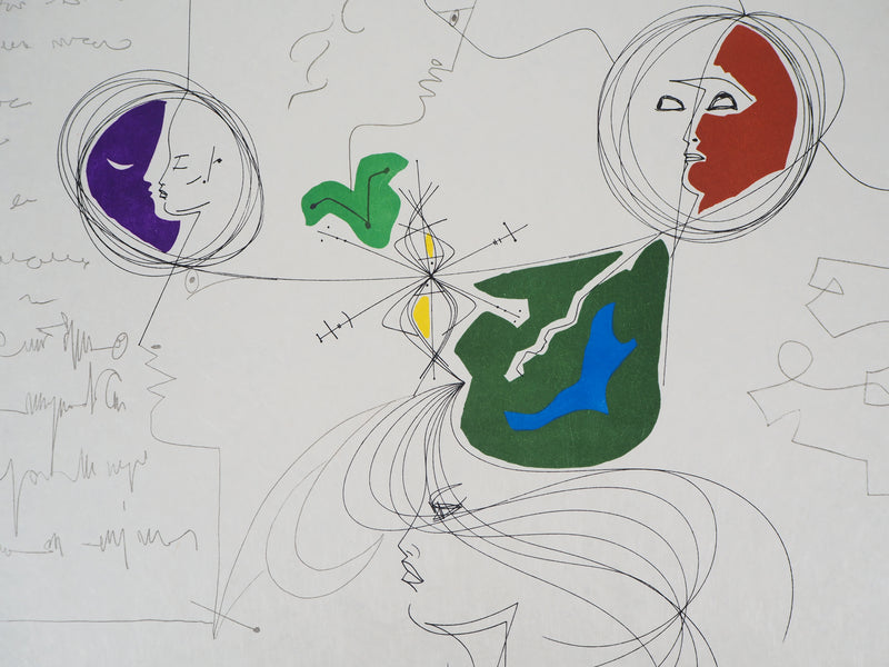 Raymond MORETTI : La rencontre des deux esprits, Lithographie originale (photo de détail 4) - Crédit photo : Galerie Art.Paris
