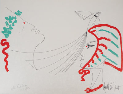 Raymond MORETTI : Les amants, Lithographie originale (vue générale) - Crédit photo : Galerie Art.Paris