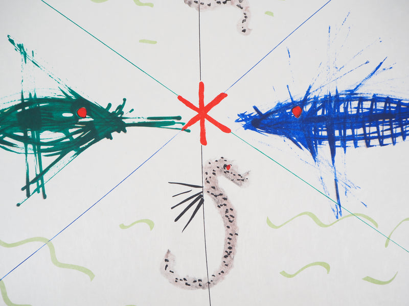 Raymond MORETTI : Poissons et hippocampes, Lithographie originale (photo de détail 7) - Crédit photo : Galerie Art.Paris