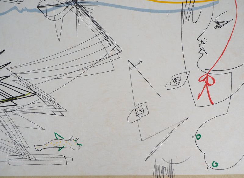 Raymond MORETTI : Symbiose entre le poisson et le Verseau, Lithographie originale (photo de détail 6) - Crédit photo : Galerie Art.Paris