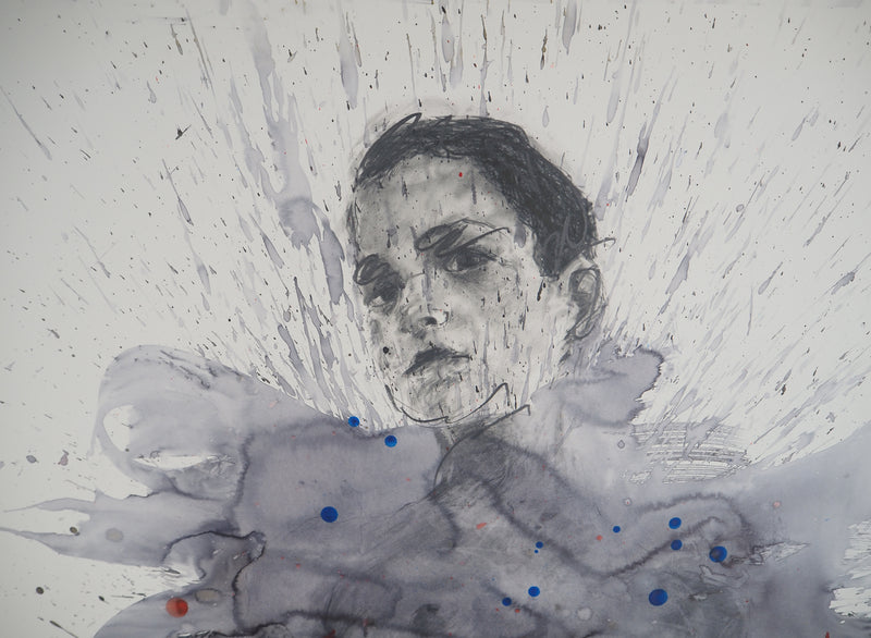 Philippe PASQUA : Jeune-fille aux projections, Tableau original (photo de détail 6) - Crédit photo : Galerie Art.Paris