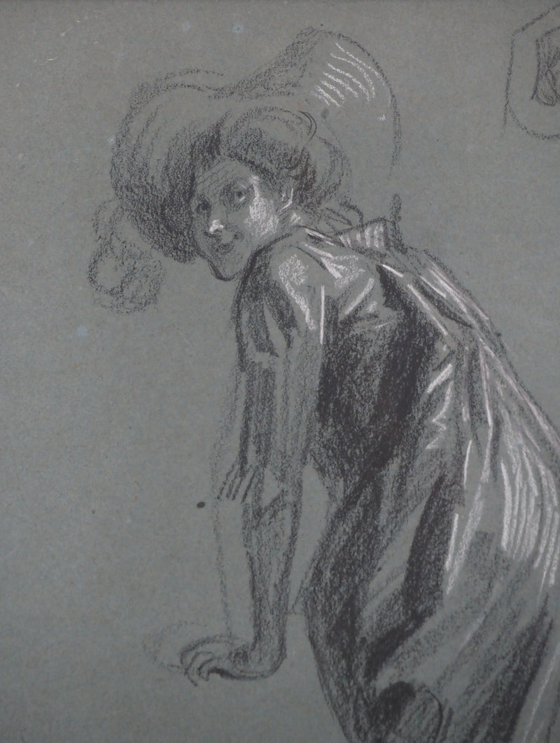 Jules CHERET : Etude femme au balcon de l&