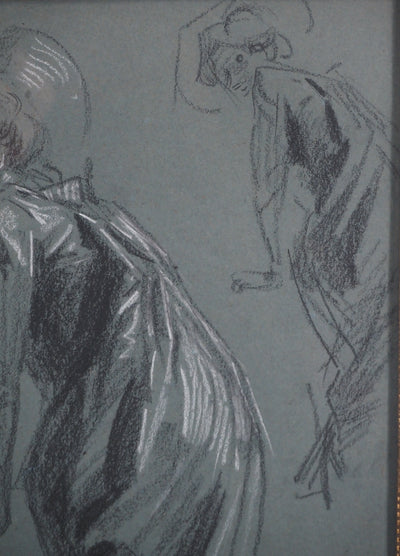 Jules CHERET : Etude femme au balcon de l'opéra, Dessin original signé