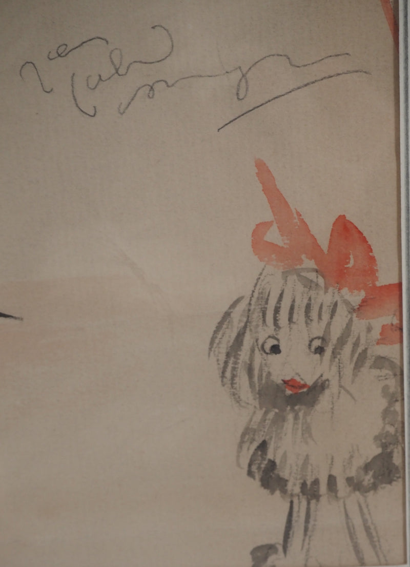 Jean Gabriel DOMERGUE : Bal du printemps et son petit chien, Aquarelle originale signée