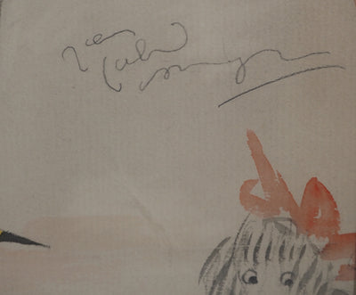 Jean Gabriel DOMERGUE : Bal du printemps et son petit chien, Aquarelle originale signée