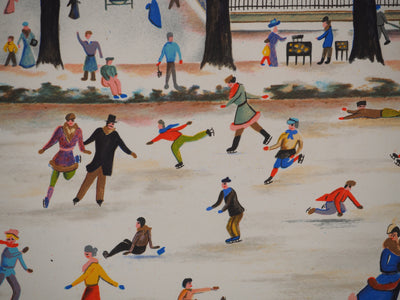 UGELLI : Jeux d'hiver, la patinoire, Lithographie originale (photo de détail 3) - Crédit photo : Galerie Art.Paris