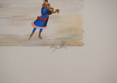 UGELLI : Jeux d'hiver, la patinoire, Lithographie originale (photo de détail 2) - Crédit photo : Galerie Art.Paris