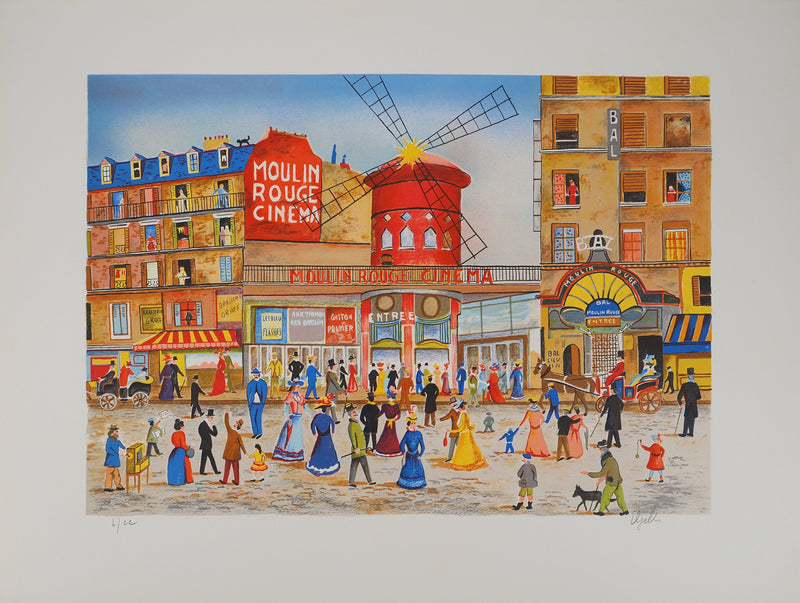 UGELLI : Les passants du Moulin Rouge, Lithographie originale (vue générale) - Crédit photo : Galerie Art.Paris