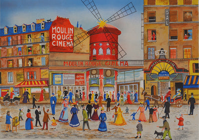 UGELLI : Les passants du Moulin Rouge, Lithographie originale (photo de détail 3) - Crédit photo : Galerie Art.Paris