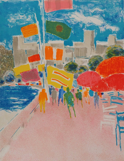 Bernard PIGA : Promenade en bord de mer, Lithographie originale (photo de détail 3) - Crédit photo : Galerie Art.Paris