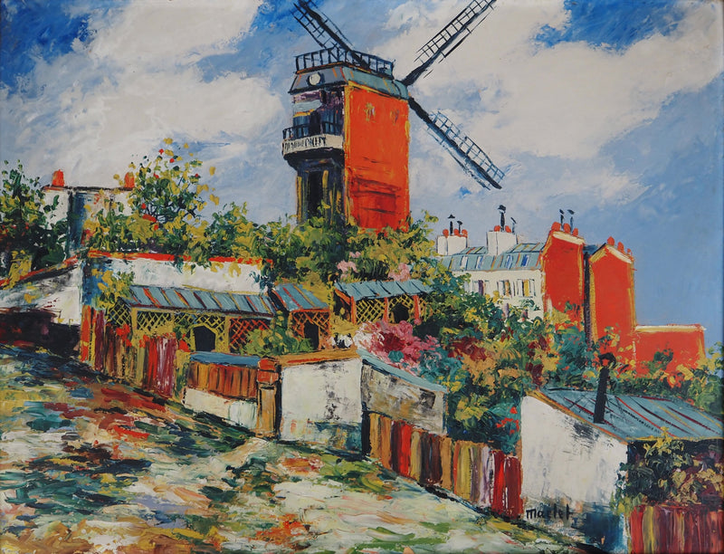 Elisée MACLET : Montmartre, Moulin de la Galette et Maquis, Huile sur panneau signée
