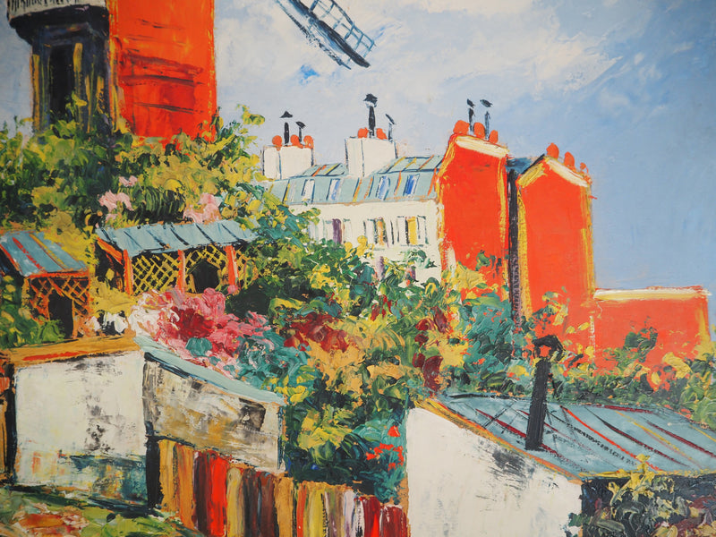 Elisée MACLET : Montmartre, Moulin de la Galette et Maquis, Huile sur panneau signée